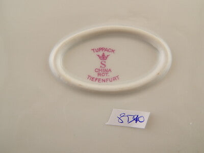 ANTICO VASSOIO PIATTO MANICI PORCELLANA PROFILO ORO TUPPACK TIEFENFURT FUCSIA