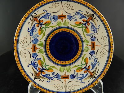 ANTICO RARO PIATTO DECORATIVO RAFFAELLESCO CERAMICA LA COLONNATA S.FIORENTINO #