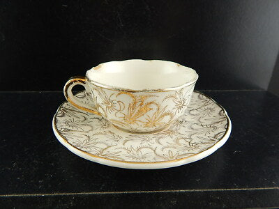 ANTICA RARA TAZZA SARREGUEMINES DIGOIN 1920 CERAMICA BIANCA ORO ZECCHINO #6557