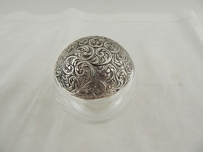 BOCCIA CRISTALLO RCR CON COPERCHIO ARGENTO PLACCATO CESELLATO A MANO SHERATON