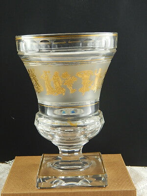 VAL ST LAMBERT FIRMATO VASO CRISTALLO MOLATO JUPITER DANSE DE FLORE ORO 24 K