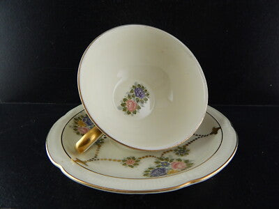 PREZIOSO RARO ANTICO TRIO TE' PORCELLANA ZEH SCHERZER DIPINTO A MANO 1949