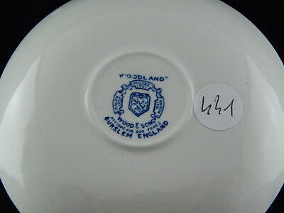 ANTICA TAZZA E PIATTO CERAMICA POTTERY BURSLEM ENOCH1784RALPH1750 WOODLAND BLU