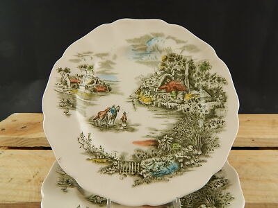 SET 6 PIATTI DESSERT SEMI PORCELLANA JOHNSON BROS HAPPY ENGLAND STAMPA MANO