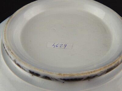 ANTICO ART NOUVEAU CATINO O CENTROTAVOLA CERAMICA BIANCA STAMPA A MANO FLOREALE