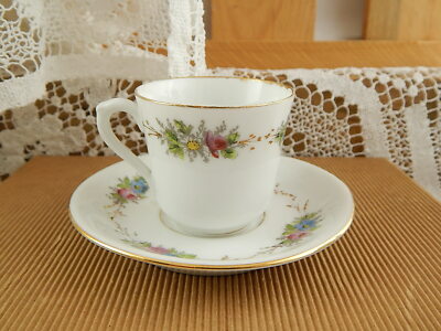 PREZIOSO RICHARD SET CAFFE' TAZZA E PIATTO CERAMICA SECONDA METÀ 800 DIPINTO