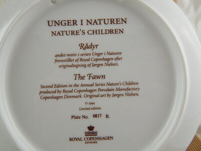PIATTO PORCELLANA ROYAL COPENHAGEN NATURE'S CHILDREN THE FAWNS I CERBIATTI