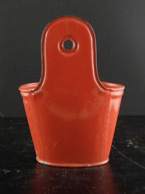 ANTICO AUTENTICO CONTENITORE SABBIA DA PARETE METALLO SMALTATO ROSSO KITCHEN
