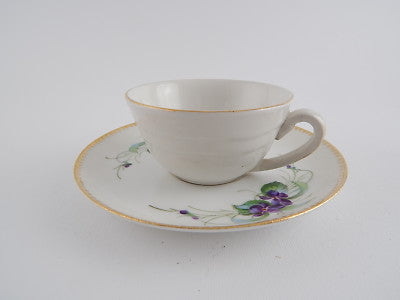 ANTICO MIX&MATCH PORCELLANA TAZZA LAVENO PIATTO DIPINTO MANO VIOLE BING&GRONDAHL