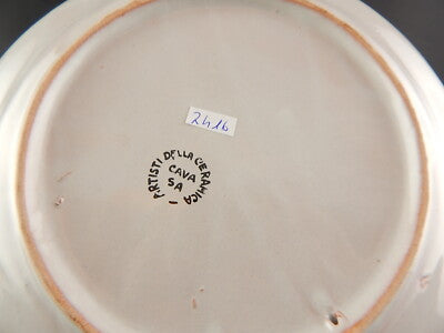 VINTAGE PIATTO ARTISTI DELLA CERAMICA SPAGHETTATA DIPINTO MANO CAVA TIRRENI
