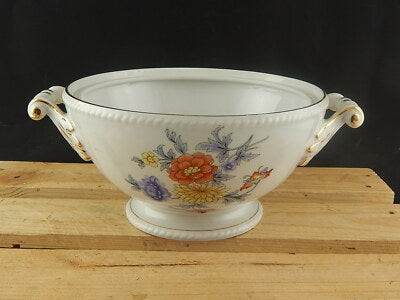 ANTICO CENTROTAVOLA FRUTTIERA PORCELLANA FREIBERG BAVARIA BOUQUET FIORI ESTIVI