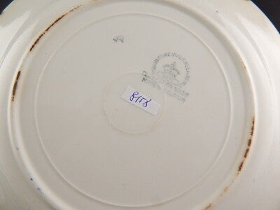 ANTICO PIATTO CERAMICA FINE 800 MANIFACTURE IMPERIALE ROYALE NIMY BLUE FLUTED §