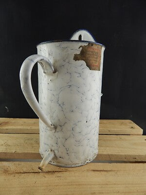 ANTICO CONTENITORE GRADUATO PARETE LATTA METALLO SMALTATO SHABBY CHIC