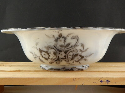 ANTICO ART NOUVEAU CATINO O CENTROTAVOLA CERAMICA BIANCA STAMPA A MANO FLOREALE