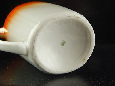 ANTICO SET DA CAFFÈ PORCELLANA DECORO A LUSTRO ARANCIO SCENA GALANTE FINE 800