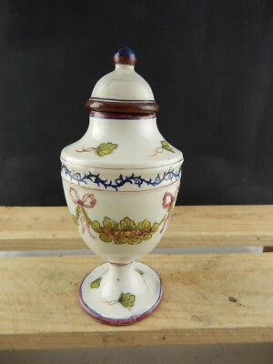 ANTICO VASO ALBARELLO SPEZIALE FARMACIA MAIOLICA SECONDA META' 700 GHIRLANDE