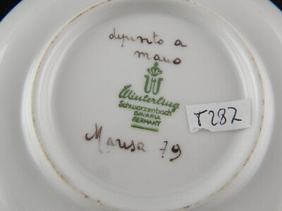 VINTAGE TAZZA CAFFE' PORCELLANA WINTERLING BAVARIA 1979 DIPINTA E FIRMATA #5287