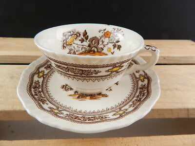 ANTICA TAZZA TÈ E PIATTINO MASON'S PATENT IRONSTONE CHINA MANCHU DIFETTO #3007