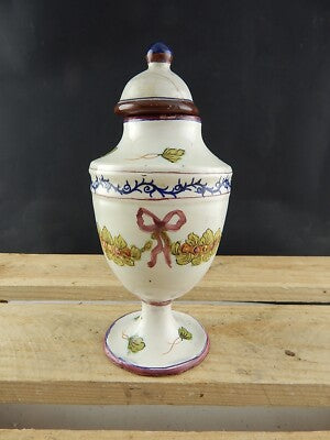ANTICO VASO ALBARELLO SPEZIALE FARMACIA MAIOLICA SECONDA META' 700 GHIRLANDE