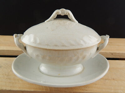 ANTICA RARA SALSIERA CERAMICA LOMBARDA BIANCA ELEFANTINO DECORO COUNTRY CHIC