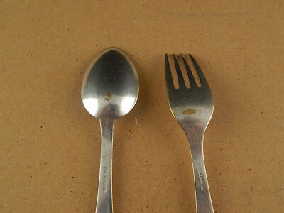 ANTICO CUCCHIAIO E FORCHETTA BIMBI PLACCATO ARGENTO 925 SILVER PLATED COLLEZIONE