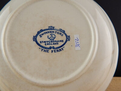 SWINNERTONS THE FERRY ANTICA CIOTOLA CERAMICA PORTA BONBONS BIANCA BLU