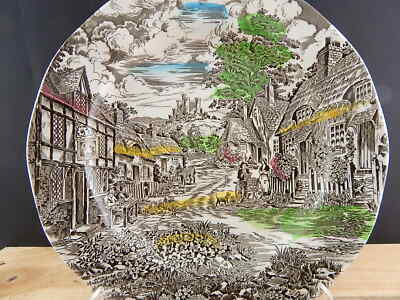 ANTICO PIATTO SEMI PORCELLANA ENOCH WEDGWOOD TUNSTALL LTD. OLD ENGLISH VILLAGE