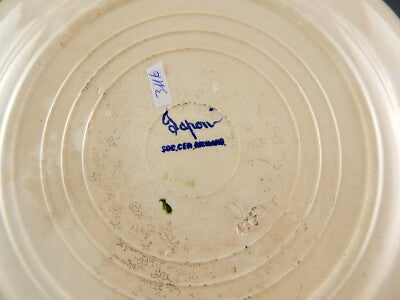 ANTICO 1930 RARO PIATTO CERAMICA RICHARD MILANO DECORO JAPON BIANCO BLU #3116