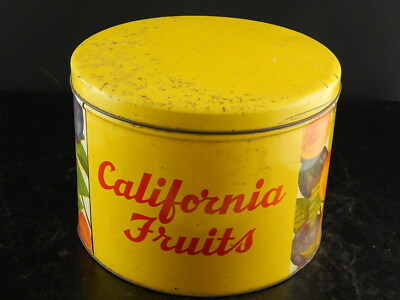 ANTICA RARA SCATOLA LATTA FRUTTA CALIFORNIA FRUITS PUBBLICITARIO COLLEZIONE