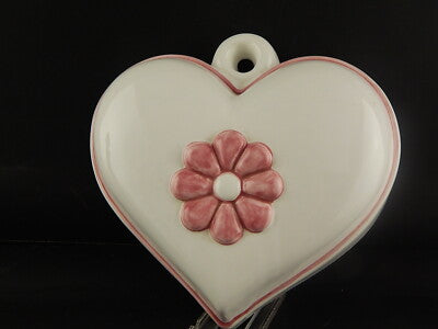 VINTAGE RARA FORMELLA CERAMICA DESIGNER LENE THUN CUORE ROSA VECCHIA THUN