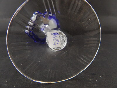 PREZIOSO ANTICO BICCHIERE CALICE CRISTALLO BOEMIA MOLATO BLU COBALTO