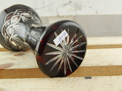 ANTICO RARO PREZIOSO VASO CRISTALLO ART DECO BOEMIA INCISO PUNTA DIAMANTE