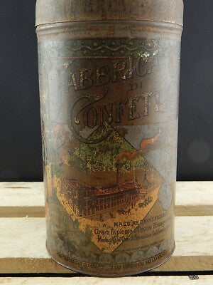 ANTICA INTROVABILE SCATOLA LATTA CARAMELLE VENCHI TORINO PUBBLICITARIO FINE 1800