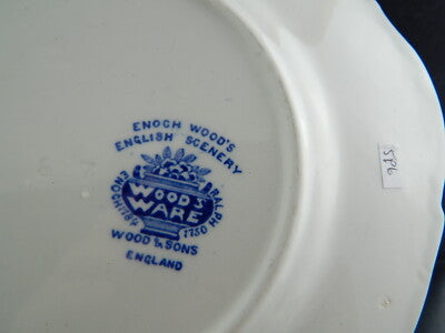 VINTAGE CERAMICA ENOCH WOOD'S ENGLISH SCENERY PIATTO TORTA VASSOIO CON MANICI