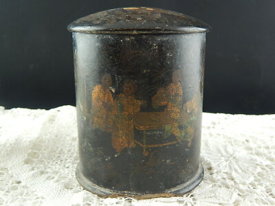 ANTICA SCATOLA CARTA PESTA LACCATA MACHE PAPIER FRANCESE DECORO ORIENTALE 1800