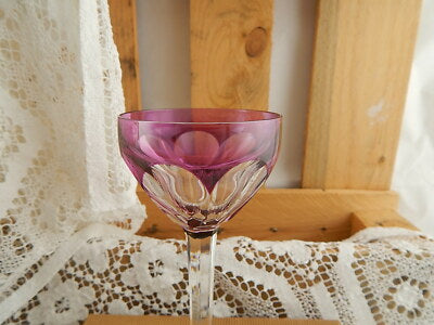 BICCHIERE CALICE CRISTALLO OSRAM COLORATO SFACCETTATO PORPORA VAL SAINT LAMBERT