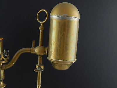 ANTICA RARA LAMPADA IN OTTONE DA TAVOLO LANTERNA LUME PETROLIO 800