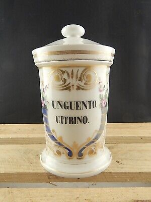 ANTICO VASO ALBARELLO FARMACIA CITRINO PORCELLANA BIANCA CORNUCOPIE IMPERO 800