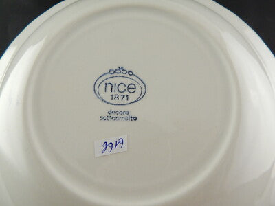 VINTAGE PIATTO FONDO CERAMICA N.I.C.E MONDOVI' BIANCO-BLU COLLEZIONE SHABBY CHIC