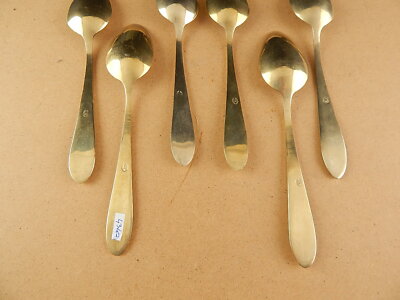 ART DECO ANTICO SERVIZIO 6 POSATE CUCCHIAI ALPACCA DORATI GILDED SPOONS