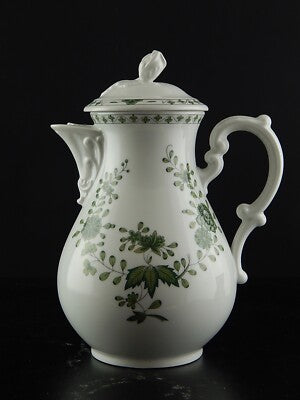 VINTAGE CAFFETTIERA PREZIOSA PORCELLANA HUTSCHENREUTHER SCHLOSSGARTEN VERDE