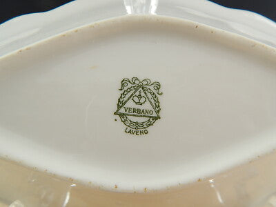 ANTICO ART DECO VASSOIO PORCELLANA DECORO ARGENTO VERBANO LAVENO 1935 ANDLOVITZ