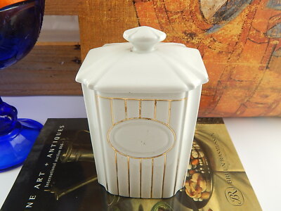 ANTICO ART DECO BARATTOLO CUCINA SOCIETÀ CERAMICA ITALIANA LAVENO BIANCO ORO
