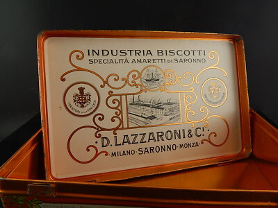 VINTAGE RIPRODUZIONE DA ARCHIVIO STORICO LAZZARONI SCATOLA LATTA PUBBLICITARIO