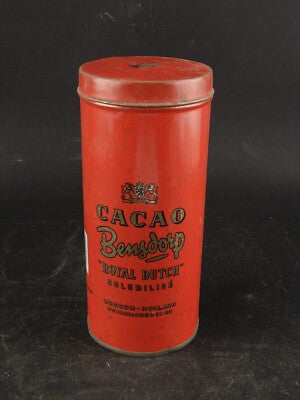VINTAGE SCATOLA LATTA ROSSA CACAO SOLUBILE BENSDORP ROYAL DUTCH COLLEZIONE #7800
