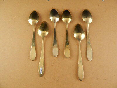 ART DECO ANTICO SERVIZIO 6 POSATE CUCCHIAI ALPACCA DORATI GILDED SPOONS