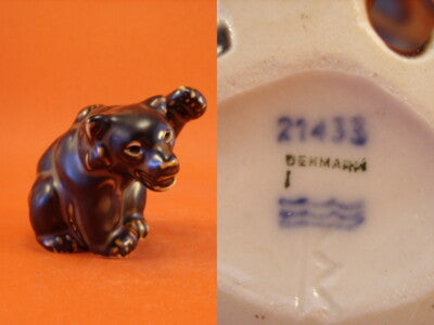 STATUINA PORCELLANA ROYAL COPENHAGEN STONEWARE "Cucciolo Orso Bruno" 21433 ORIGI