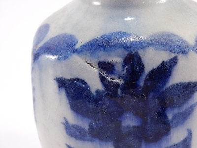 VINTAGE VASO GRES CERAMICA BLU COBALTO HAND MADE FAIENCE VASE FISH COLLEZIONE