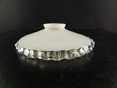 AUTENTICO LIBERTY VETRO ANTICO OPALINO BIANCO PER LAMPADARIO BORDO PLISSETTATO