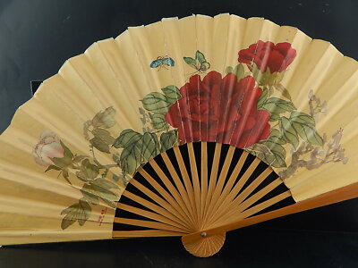 VINTAGE VENTAGLIO MADE IN PEOPLE'S REPUBLIC OF CHINA BAMBU’ CARTA META' DEL 900